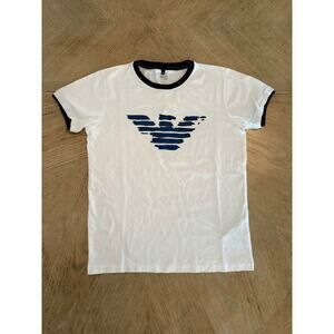Armani Junior white cotton finger tee with large logo size 12